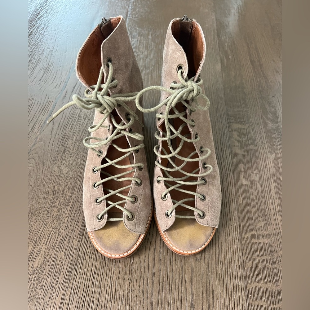 ❤️ Jeffrey Campbell 'Cors' Suede Peep Toe Booties